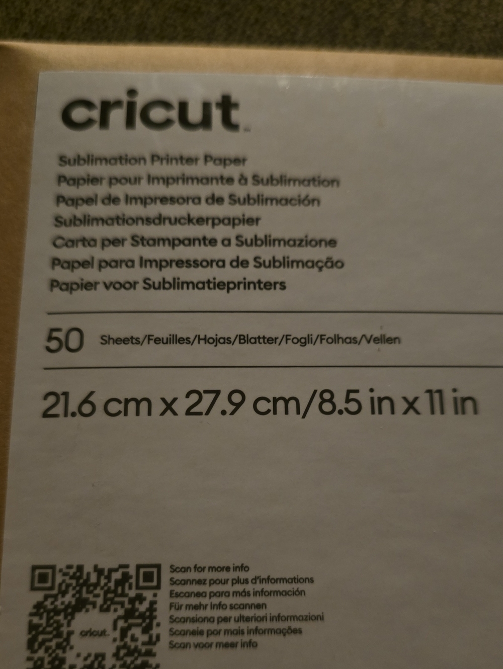 Cricut Sublimation Paper Brand New